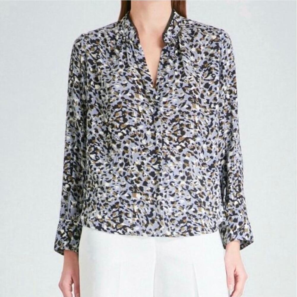 Zadig & Voltaire Tink Leo Crinkle Animal Print Blouse Women's Medium